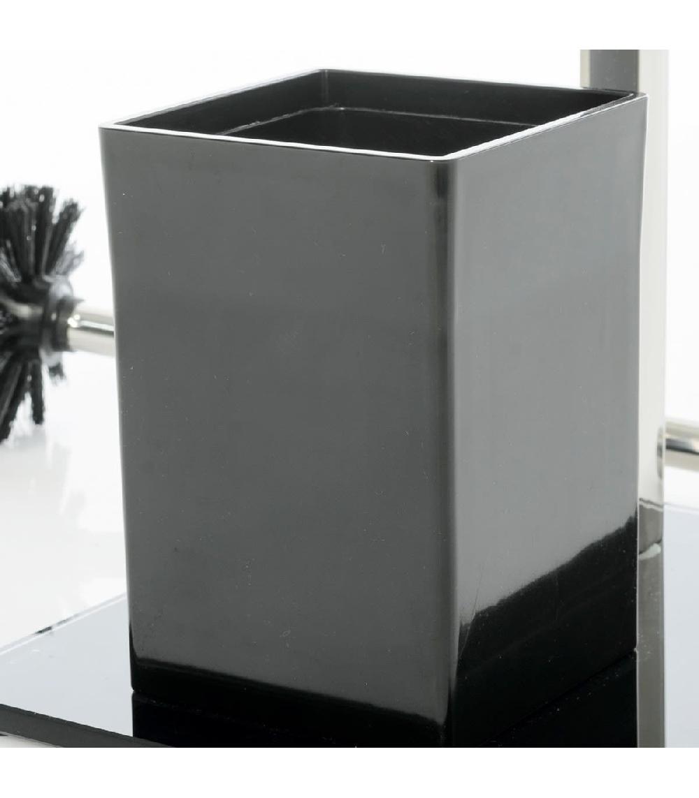 Wadiga Dérouleur Papier Toilette + Brosse WC En Métal Noir Et Base En Verre