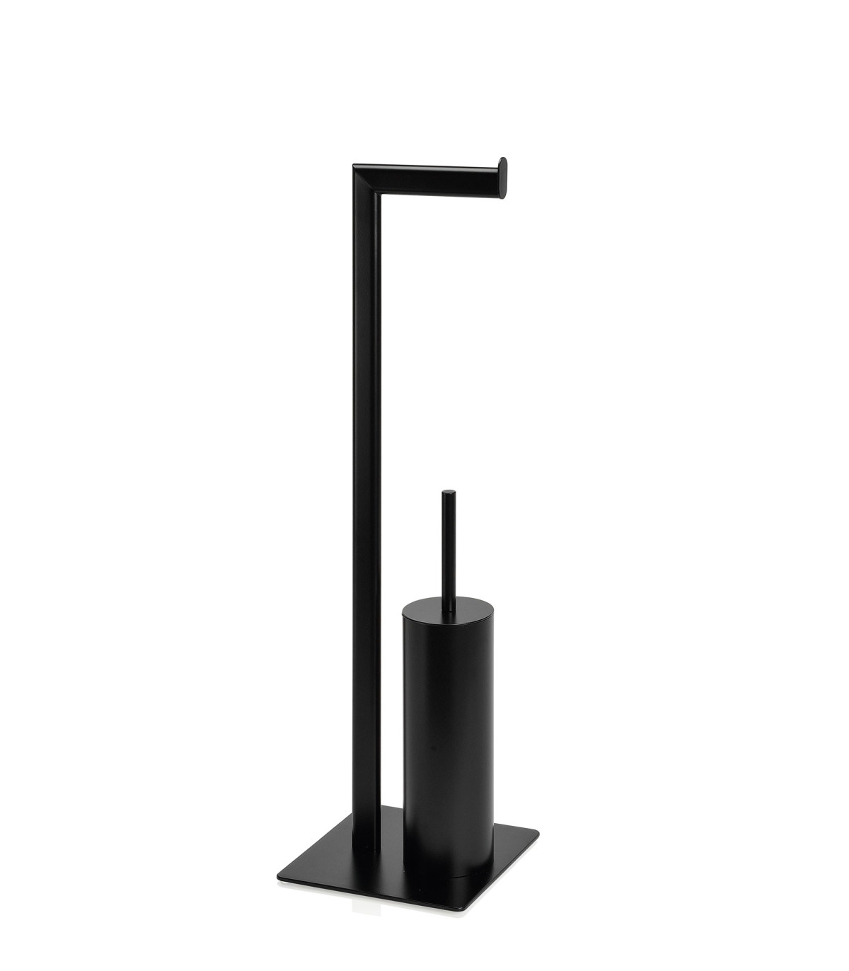 wadiga Dérouleur Papier Toilette + Brosse WC en Métal Noir Mat