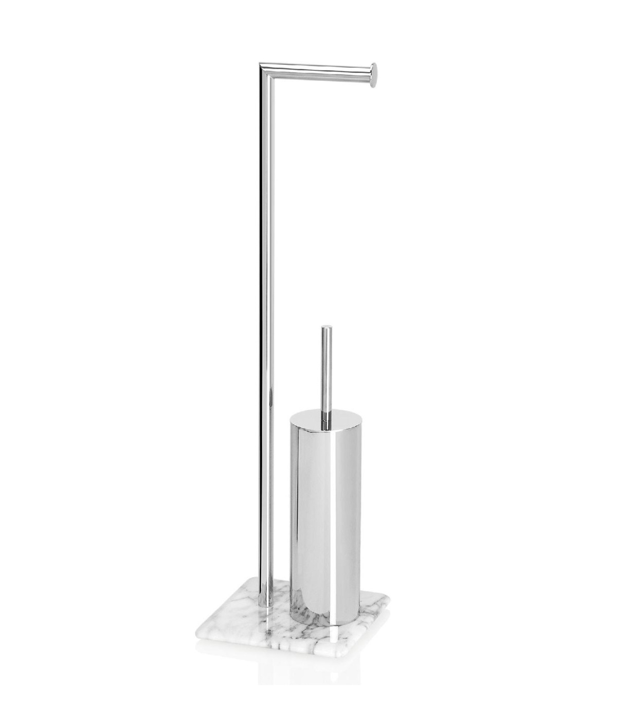 wadiga Dérouleur Papier Toilette + Brosse WC Inox Base en Marbre Blanc