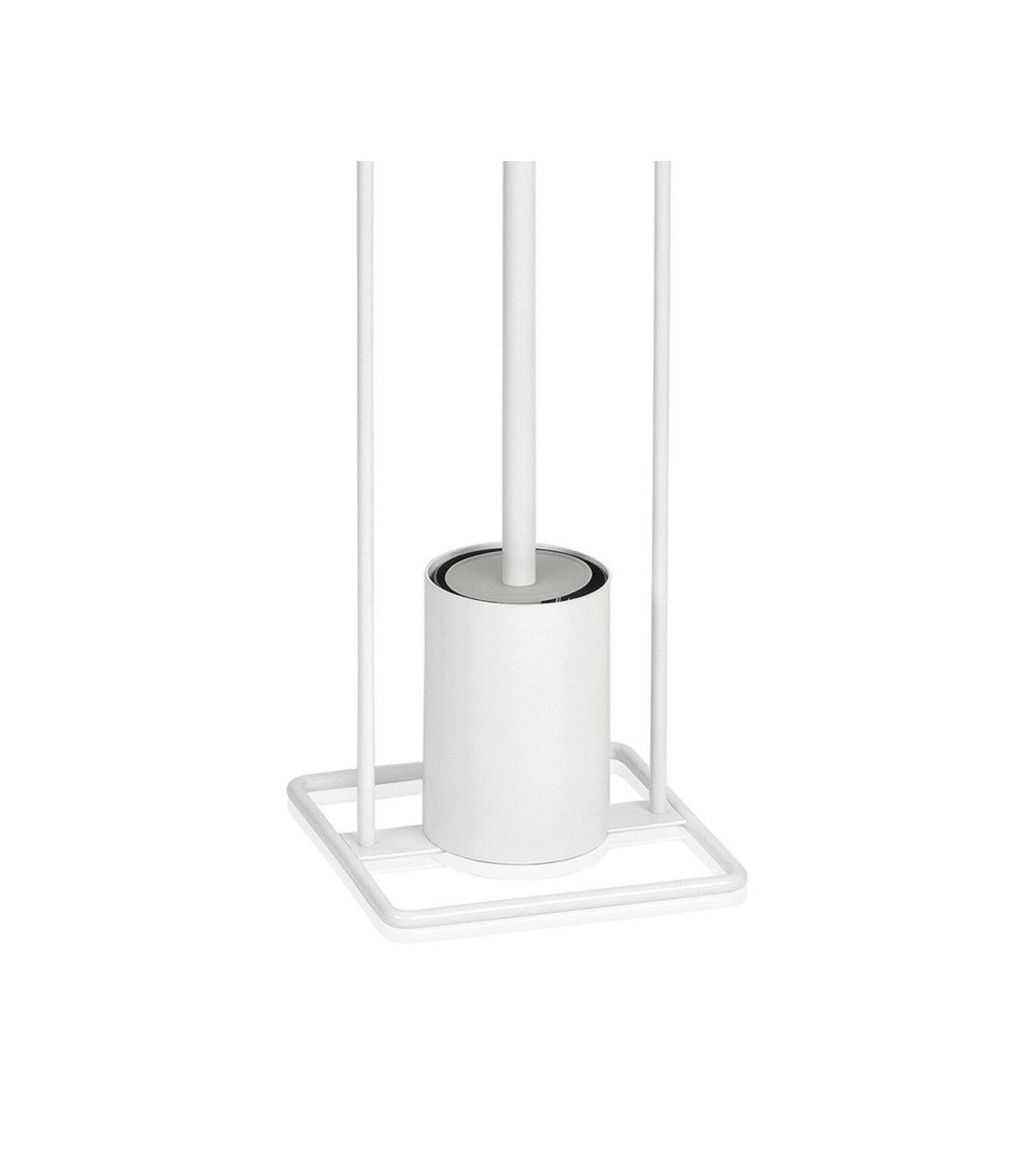Wadiga Dérouleur Papier Toilette + Brosse WC Métal Blanc Et Bois