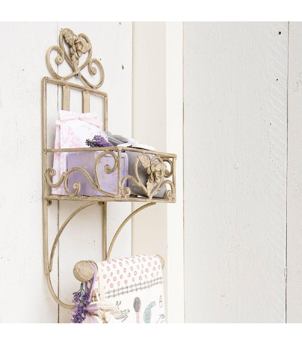 Wadiga Dérouleur Papier Toilette En Métal Beige Avec étagère 20x15x43cm