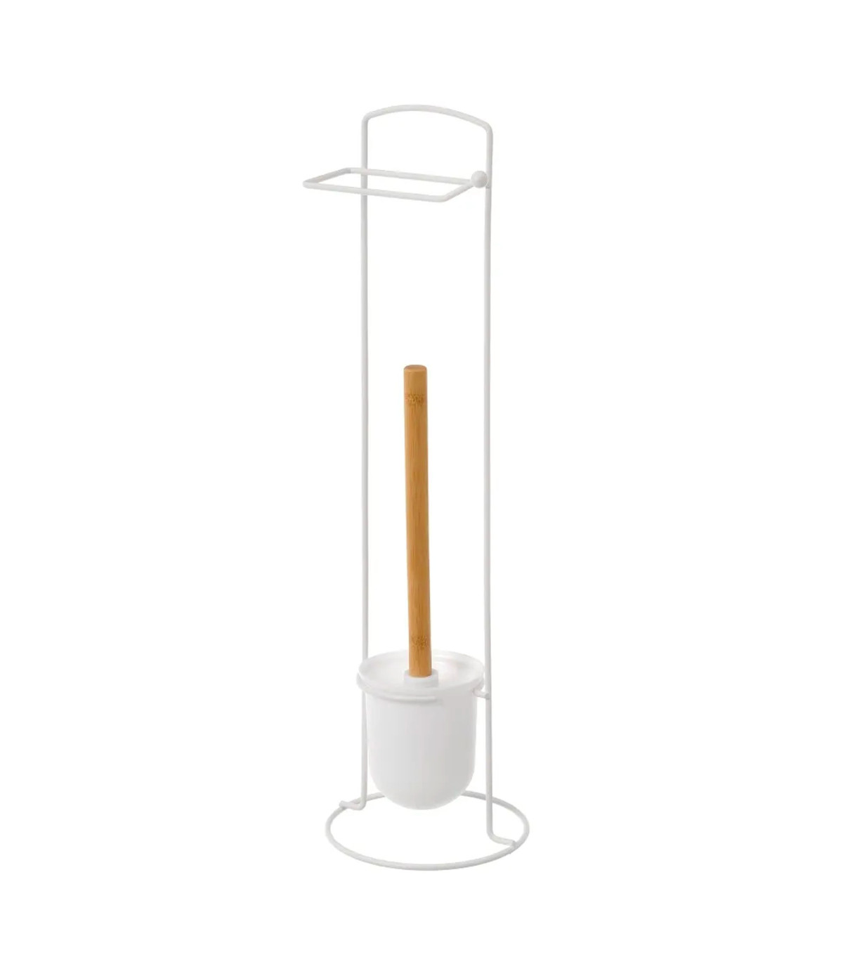 wadiga Dérouleur papier toilette et brosse WC métal blanc