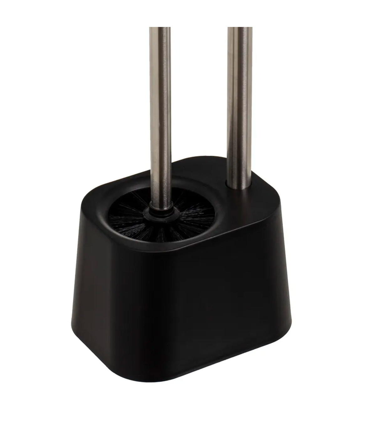 Wadiga Dérouleur Papier Toilette Et Brosse WC Plastique Noir Et Métal Chromé