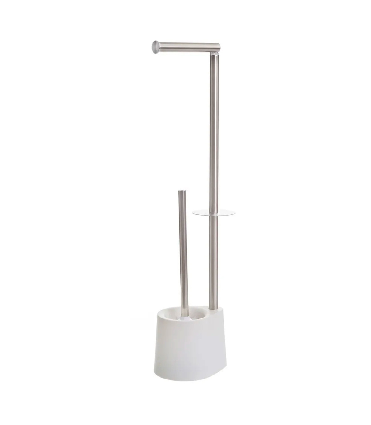 wadiga Dérouleur papier toilette réserve et brosse WC blanc et chrome
