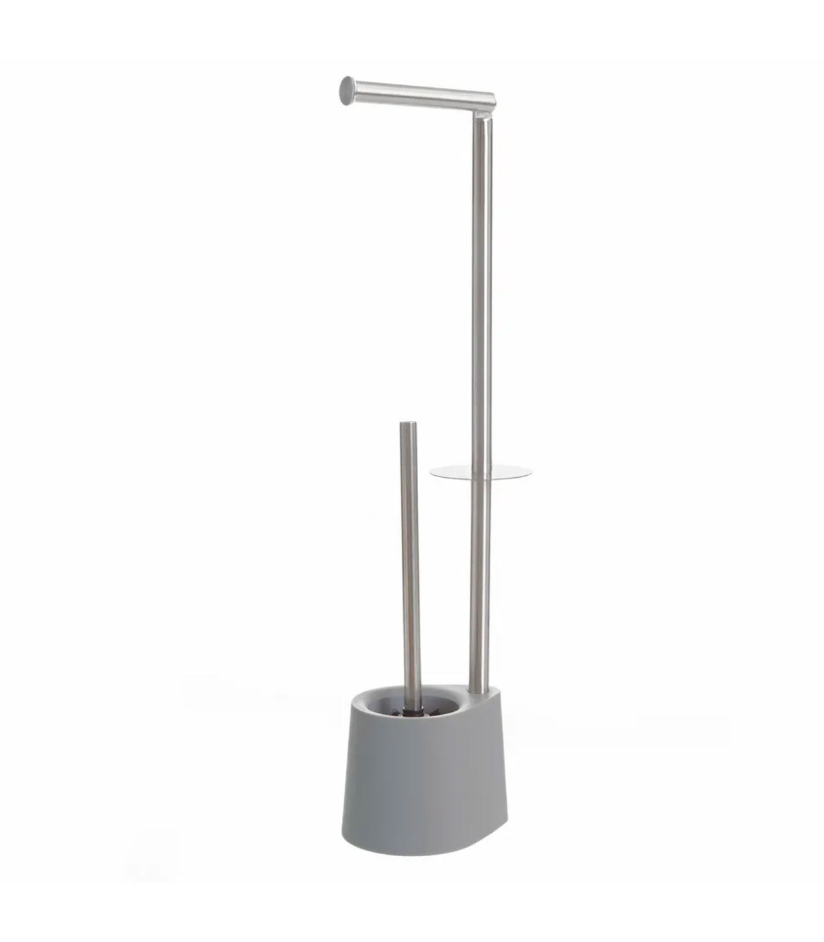wadiga Dérouleur papier toilette réserve et brosse WC gris et chrome