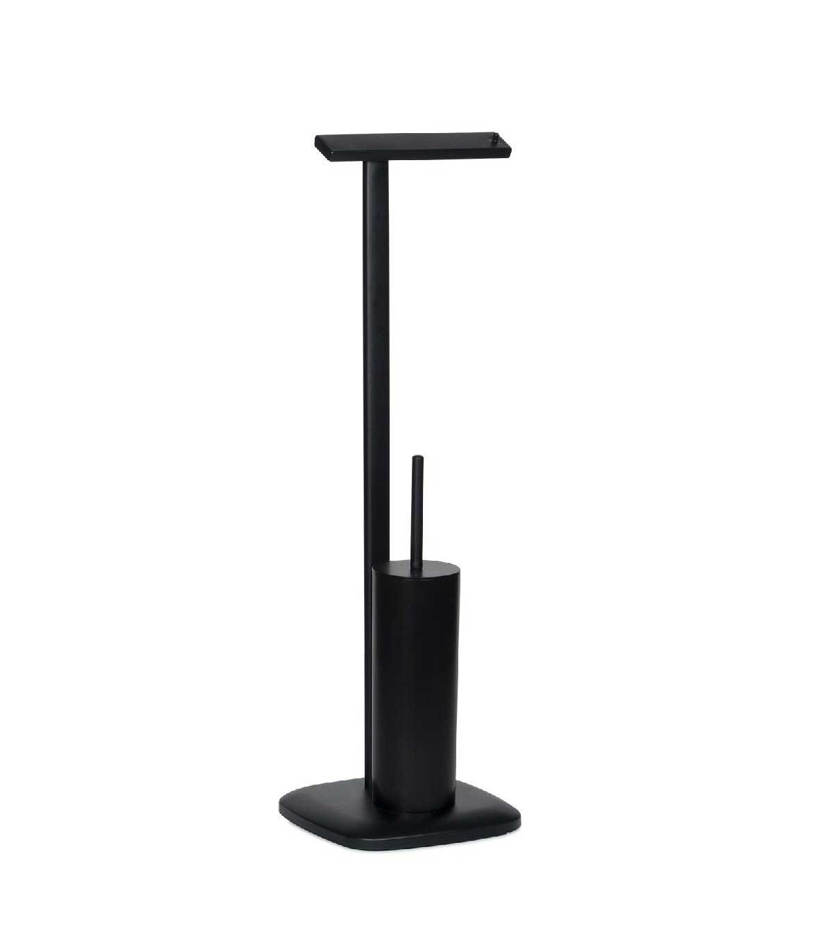 wadiga Dérouleur Papier Toilette sur Pied + Brosse WC en Métal Noir Mat