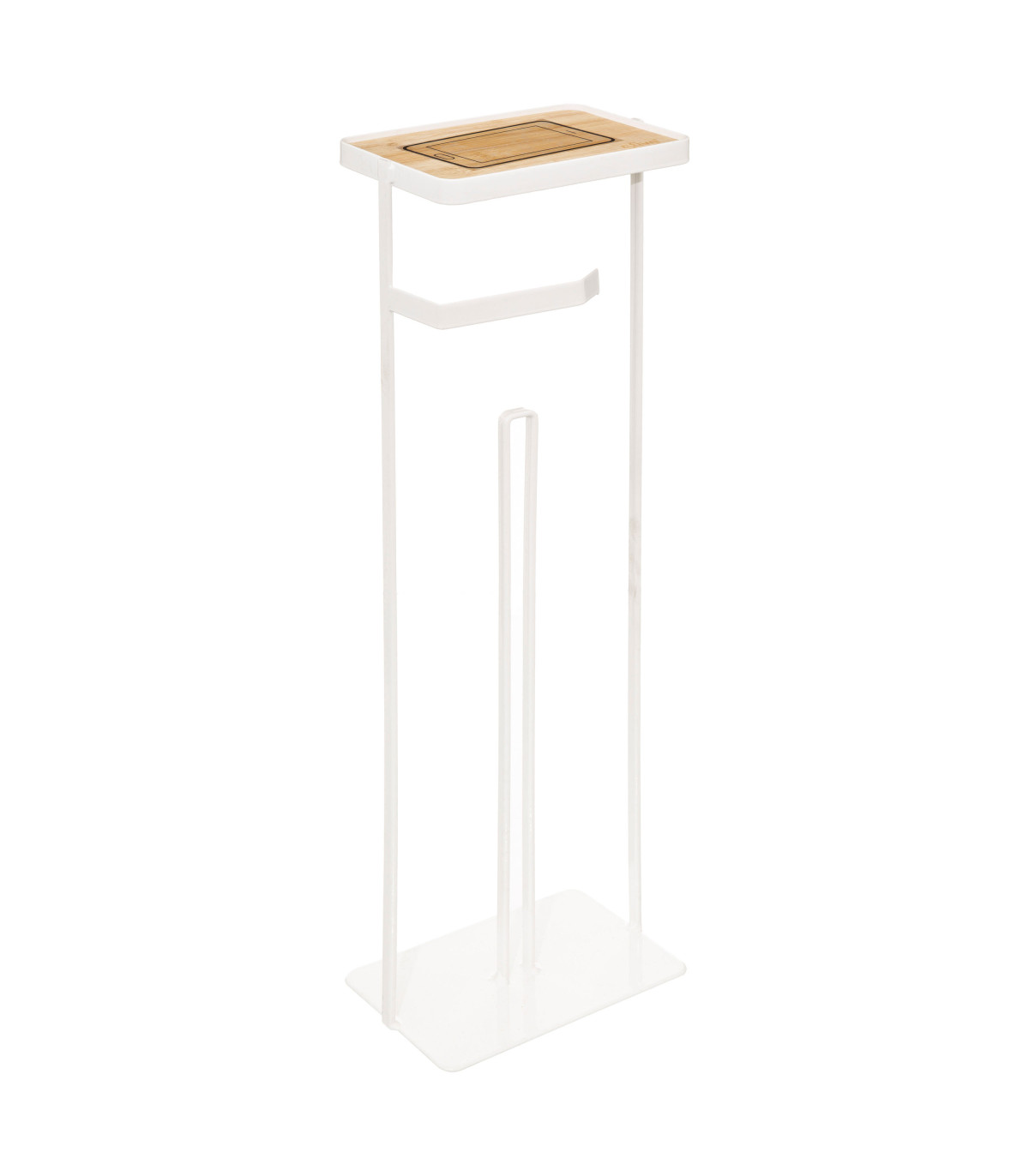 wadiga Dérouleur papier WC avec réserve métal blanc et bois