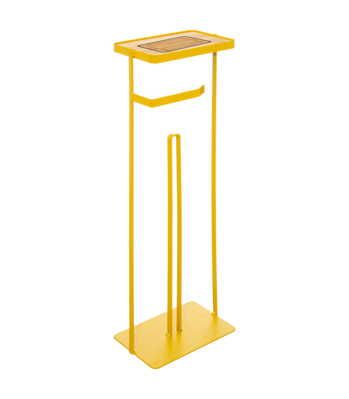 wadiga Dérouleur papier WC avec réserve métal jaune et bois