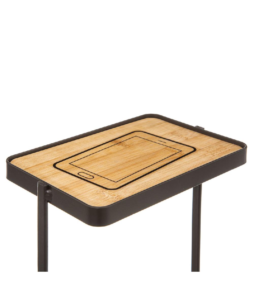 Wadiga Dérouleur Papier WC Avec Réserve Métal Noir Charbon Et Bois