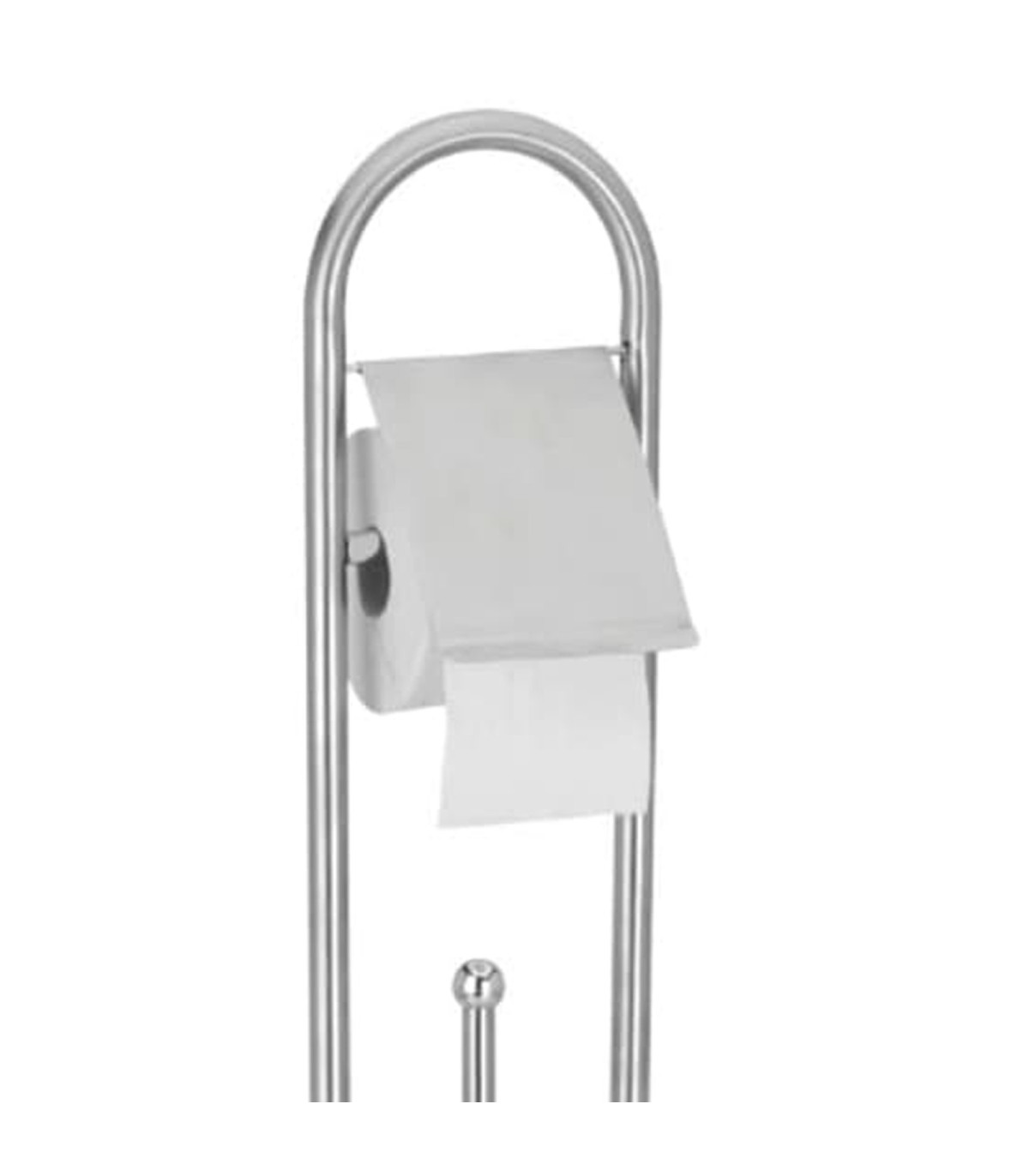 Wadiga Dérouleur Papier WC + Brosse WC Sur Pied Acier Inoxydable Mat