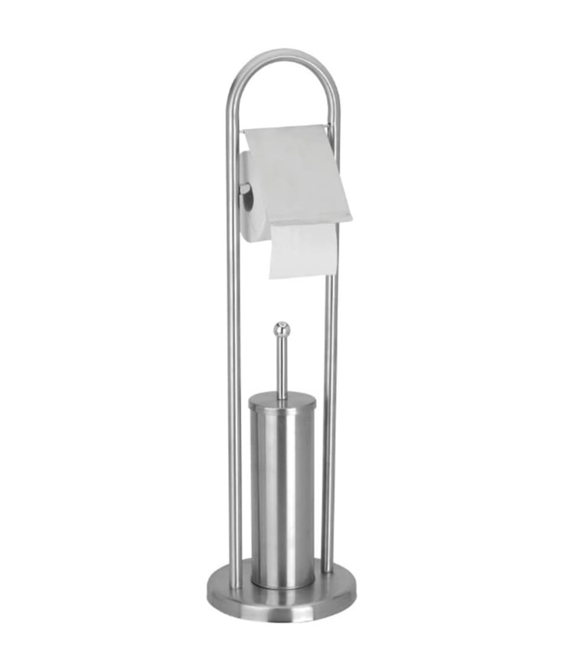 wadiga Dérouleur papier WC + brosse WC sur pied acier inoxydable mat