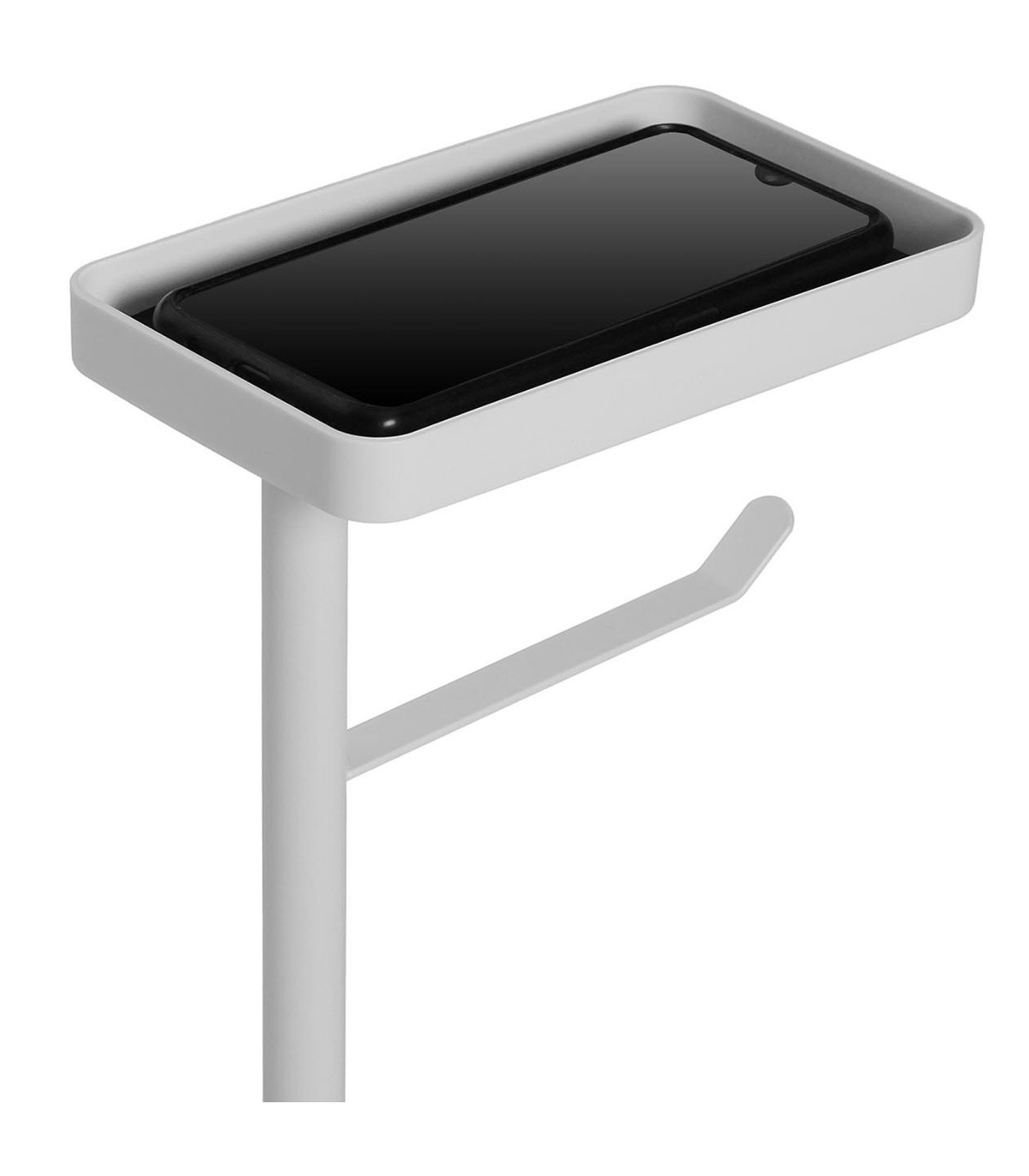 Wadiga Dérouleur Papier WC Et Brosse Avec Tablette En Métal Blanc 20x15x75cm