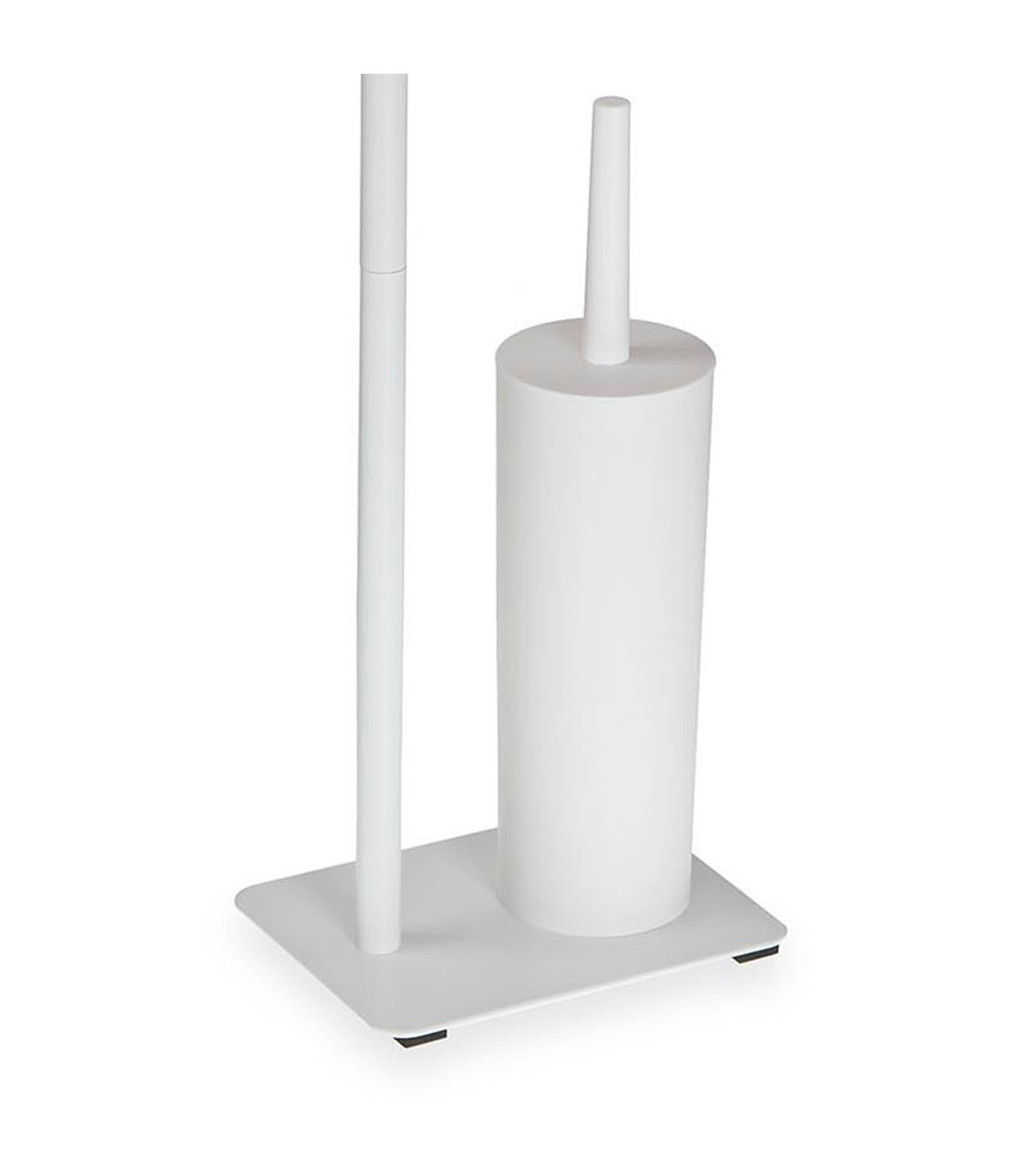 Wadiga Dérouleur Papier WC Et Brosse Avec Tablette En Métal Blanc 20x15x75cm