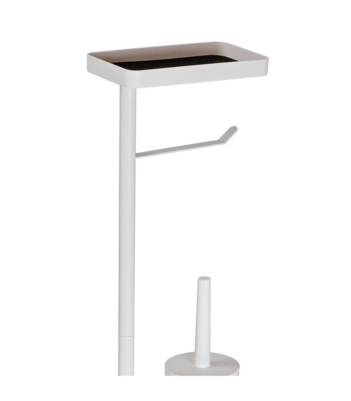 Wadiga Dérouleur Papier WC Et Brosse Avec Tablette En Métal Blanc 20x15x75cm