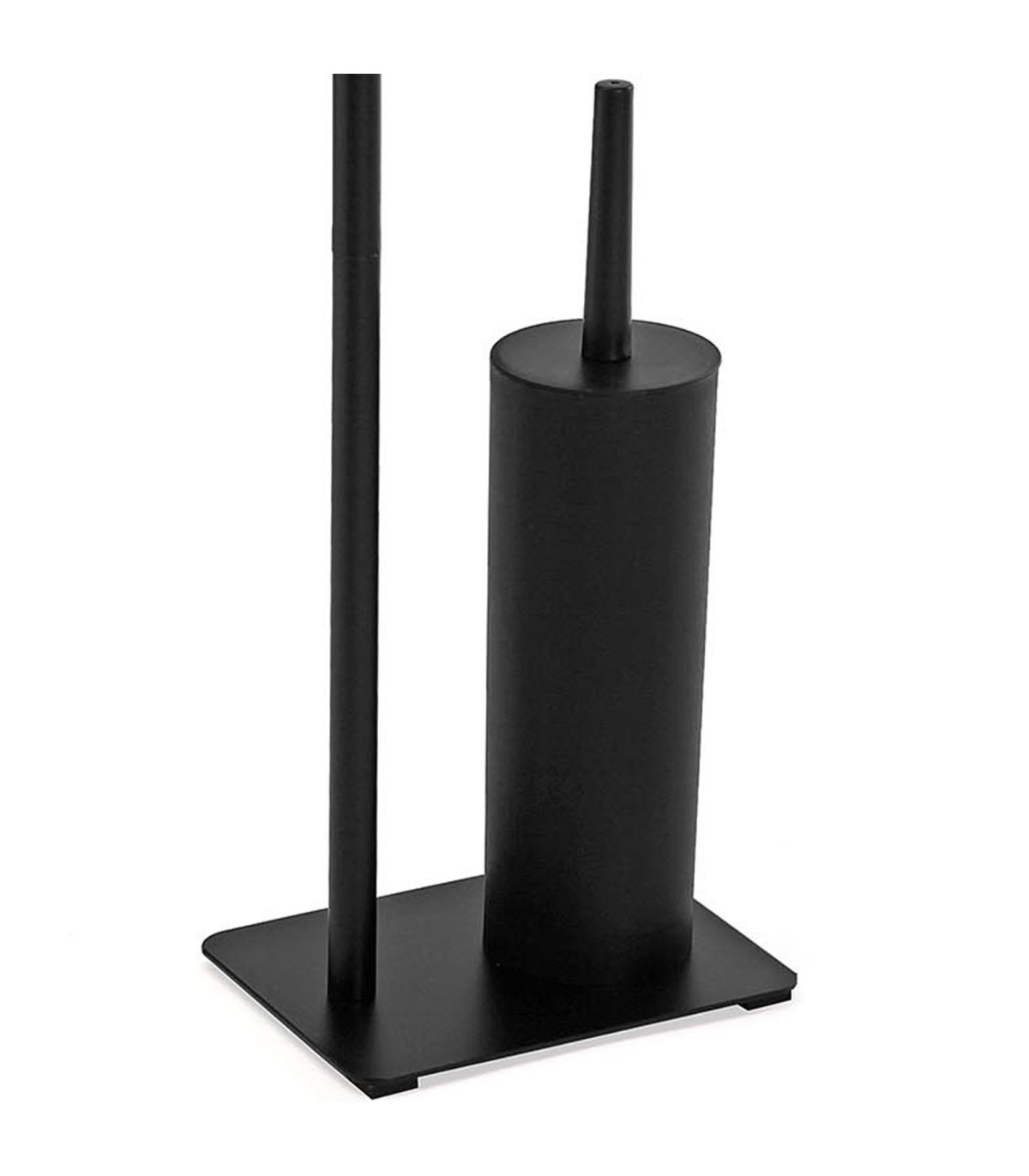Wadiga Dérouleur Papier WC Et Brosse Avec Tablette En Métal Noir 20x15x75cm