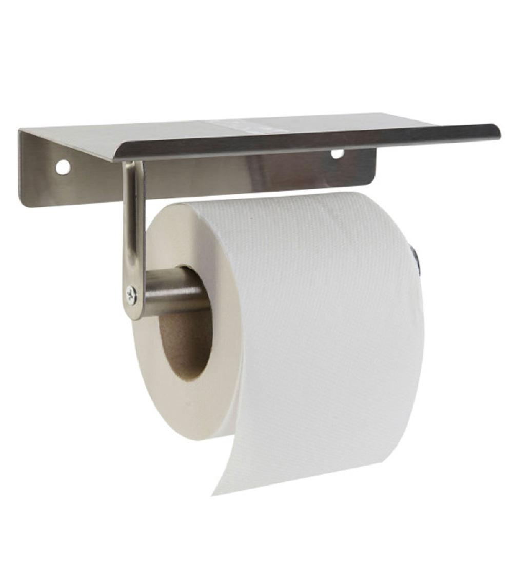 Wadiga Dérouleur Papier WC Mural Avec Tablette En Inox 18x9.6x7.5cm