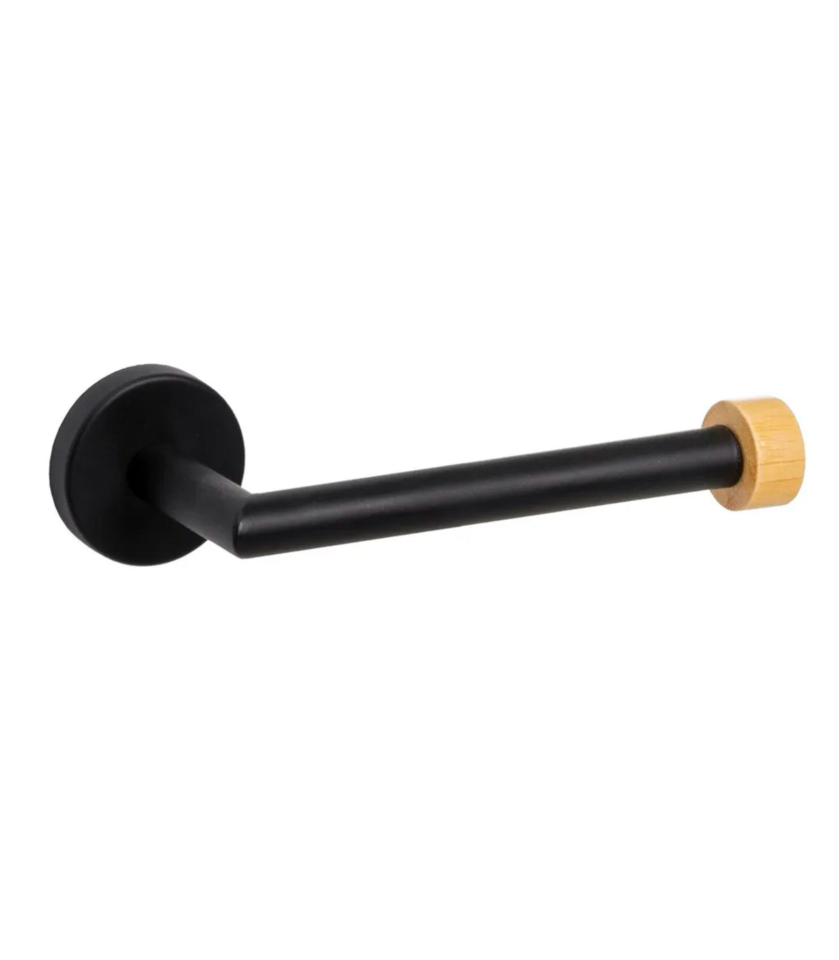 wadiga Dérouleur papier WC mural en métal noir et bois 18x8x5cm