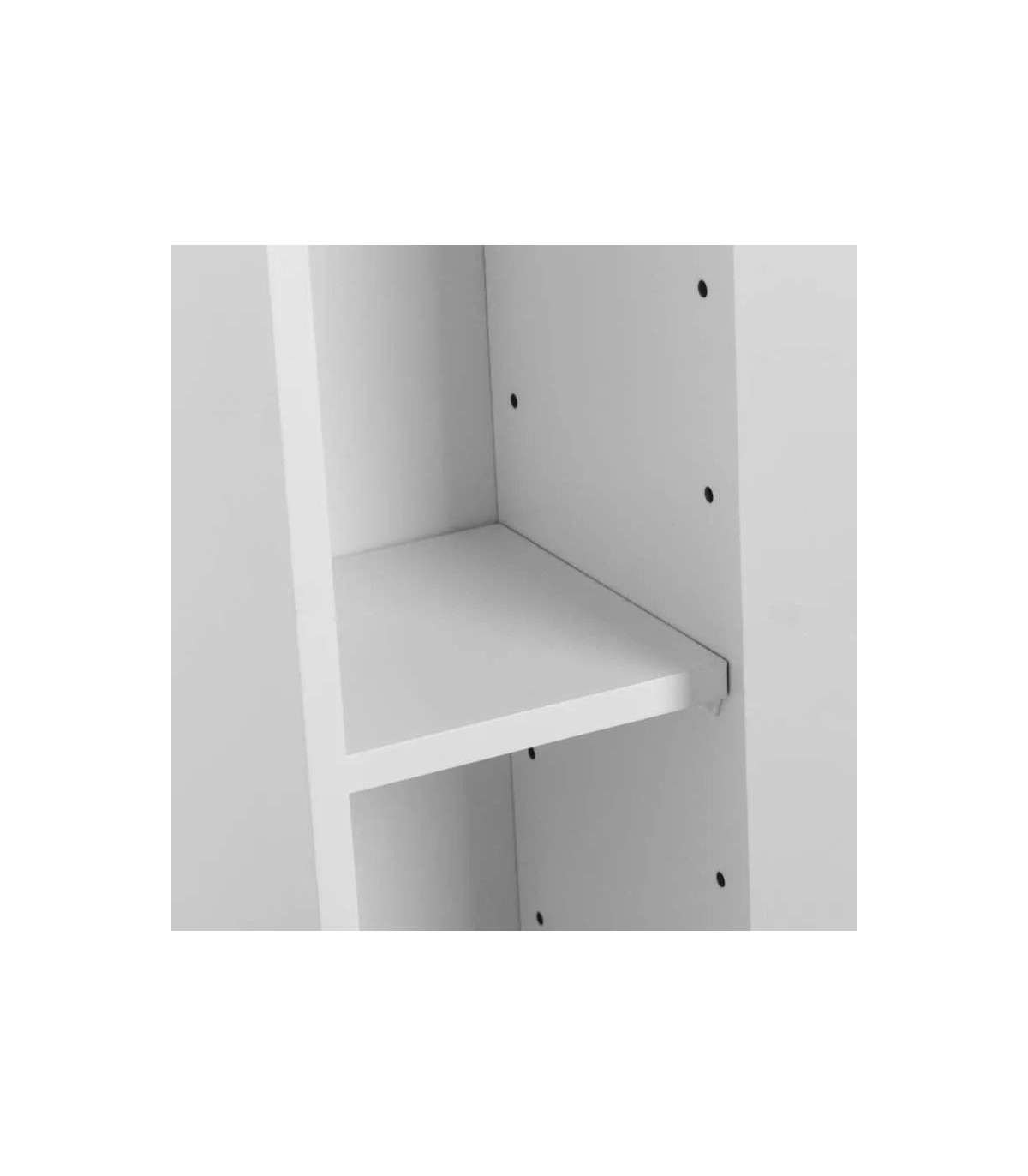 Wadiga Dérouleur Papier WC + Rangement Stock Rouleaux Bois MDF Blanc