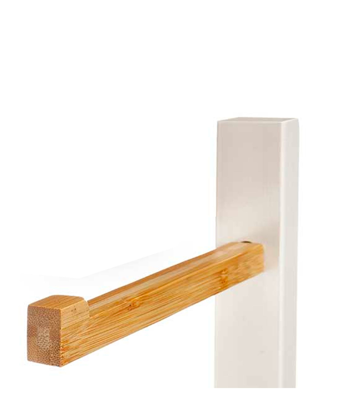 Wadiga Dérouleur Papier WC + Stock Sur Pied En Bois Blanc Et Bambou 19x19x71cm