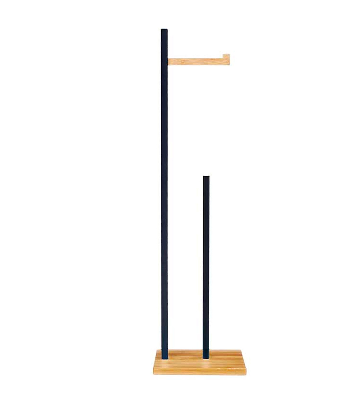 wadiga Dérouleur papier WC + Stock sur pied en bois noir et bambou 19x19x71cm