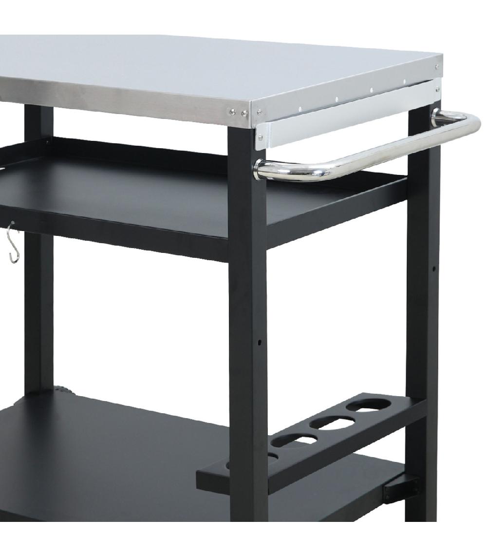 Wadiga Desserte De Barbecue En Métal Noir 101x64x84cm