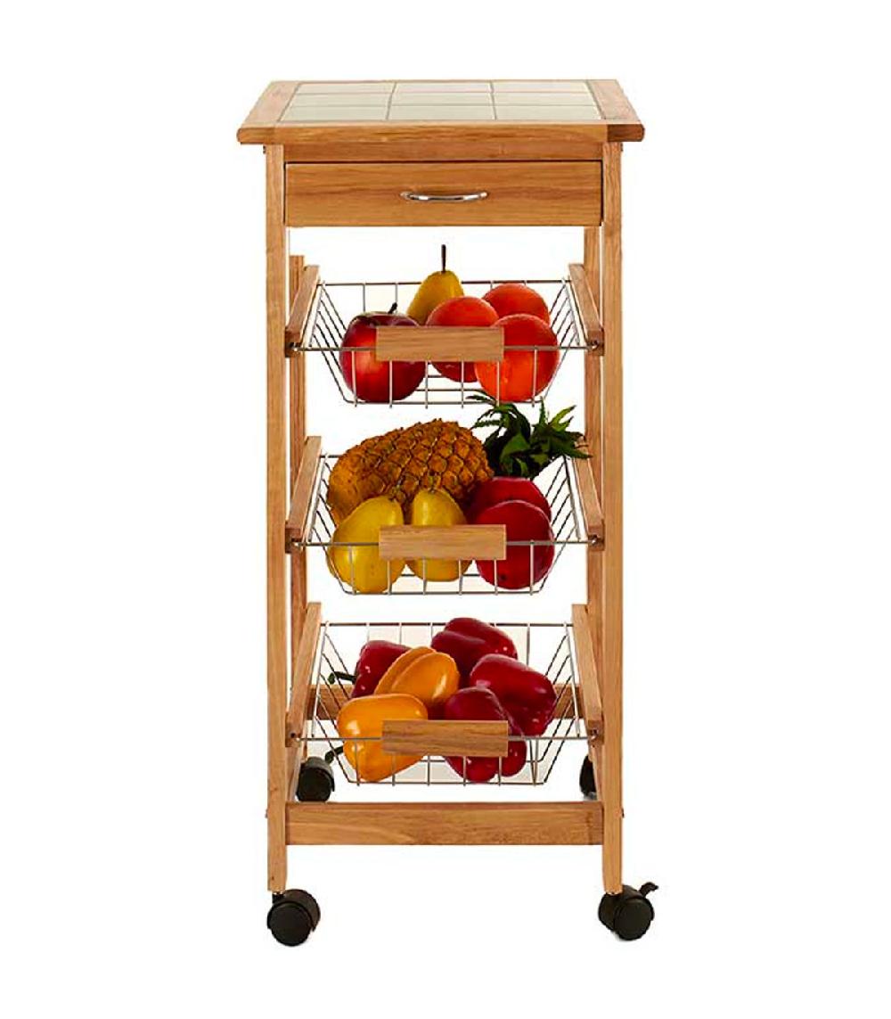 Wadiga Desserte De Cuisine Rangement Légumes En Bois Et Métal