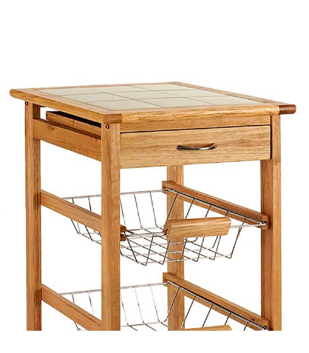 Wadiga Desserte De Cuisine Rangement Légumes En Bois Et Métal