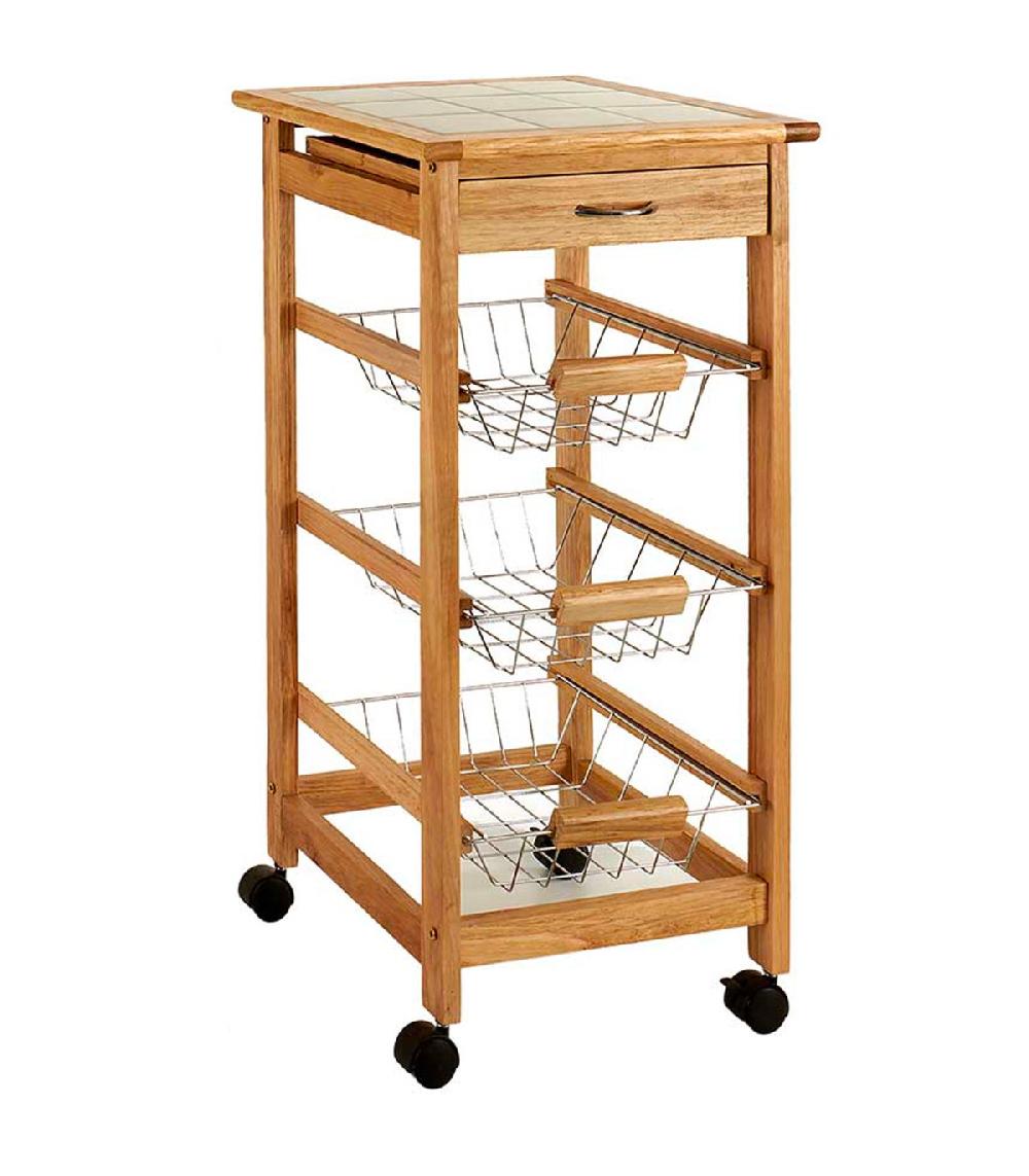 wadiga Desserte de Cuisine Rangement Légumes en Bois et Métal