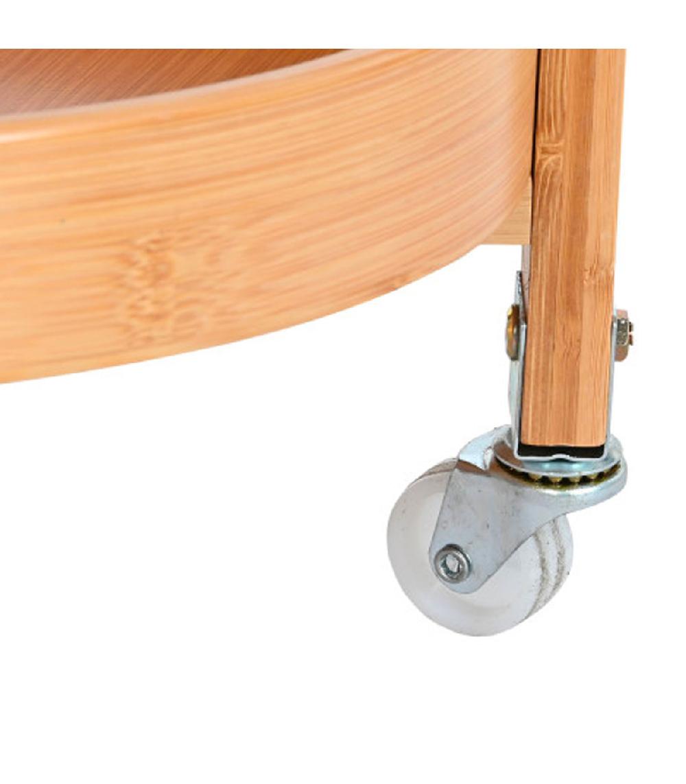 Wadiga Desserte De Cuisine Ronde Sur Roulettes En Bambou 44x44x90cm