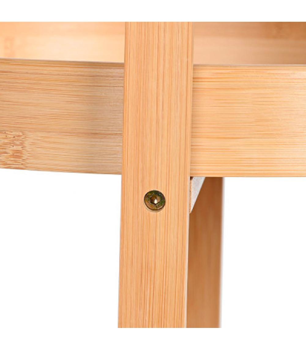 Wadiga Desserte De Cuisine Ronde Sur Roulettes En Bambou 44x44x90cm