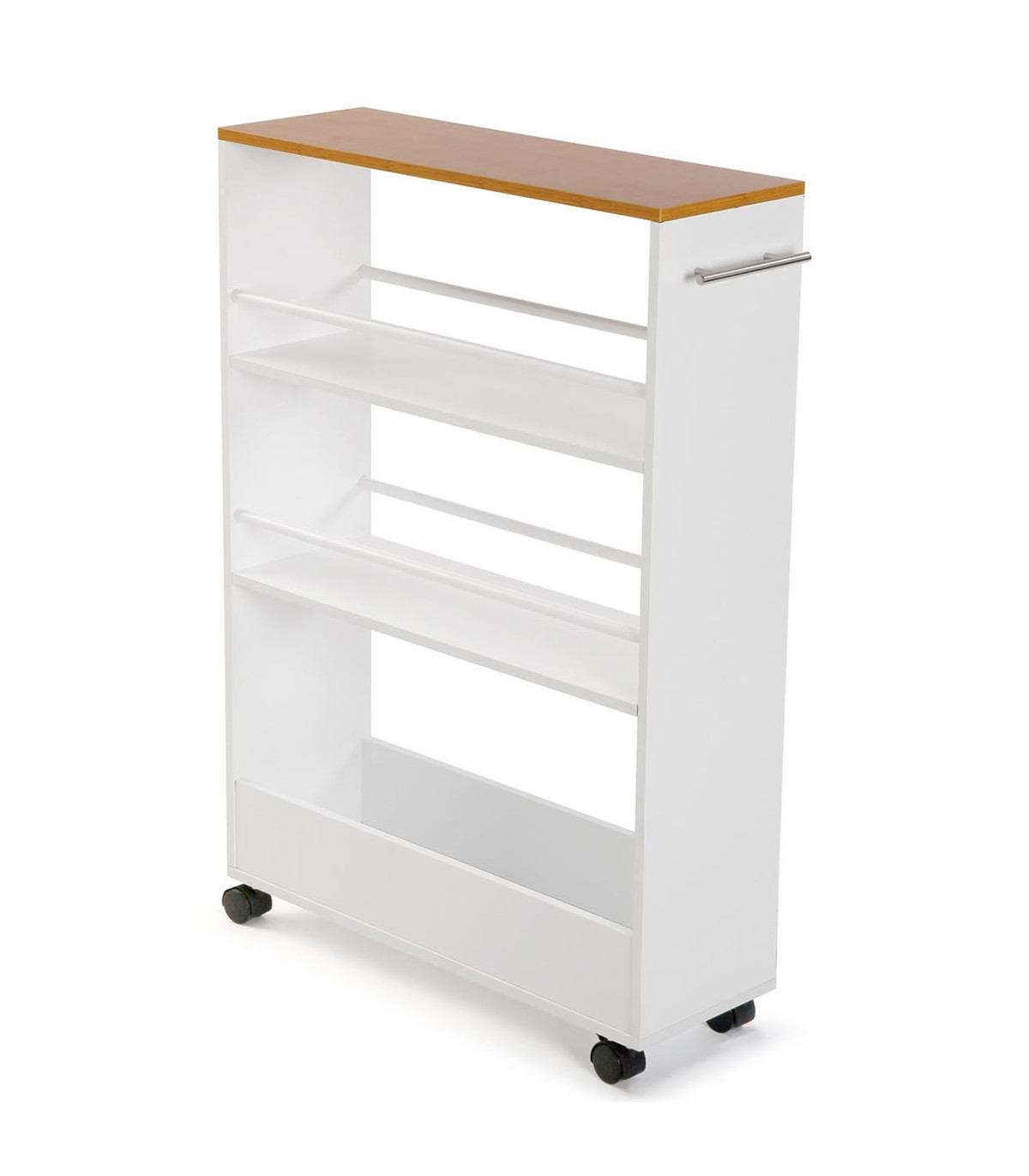 wadiga Desserte de cuisine sur roulettes blanc et bois 60x20x87.5cm