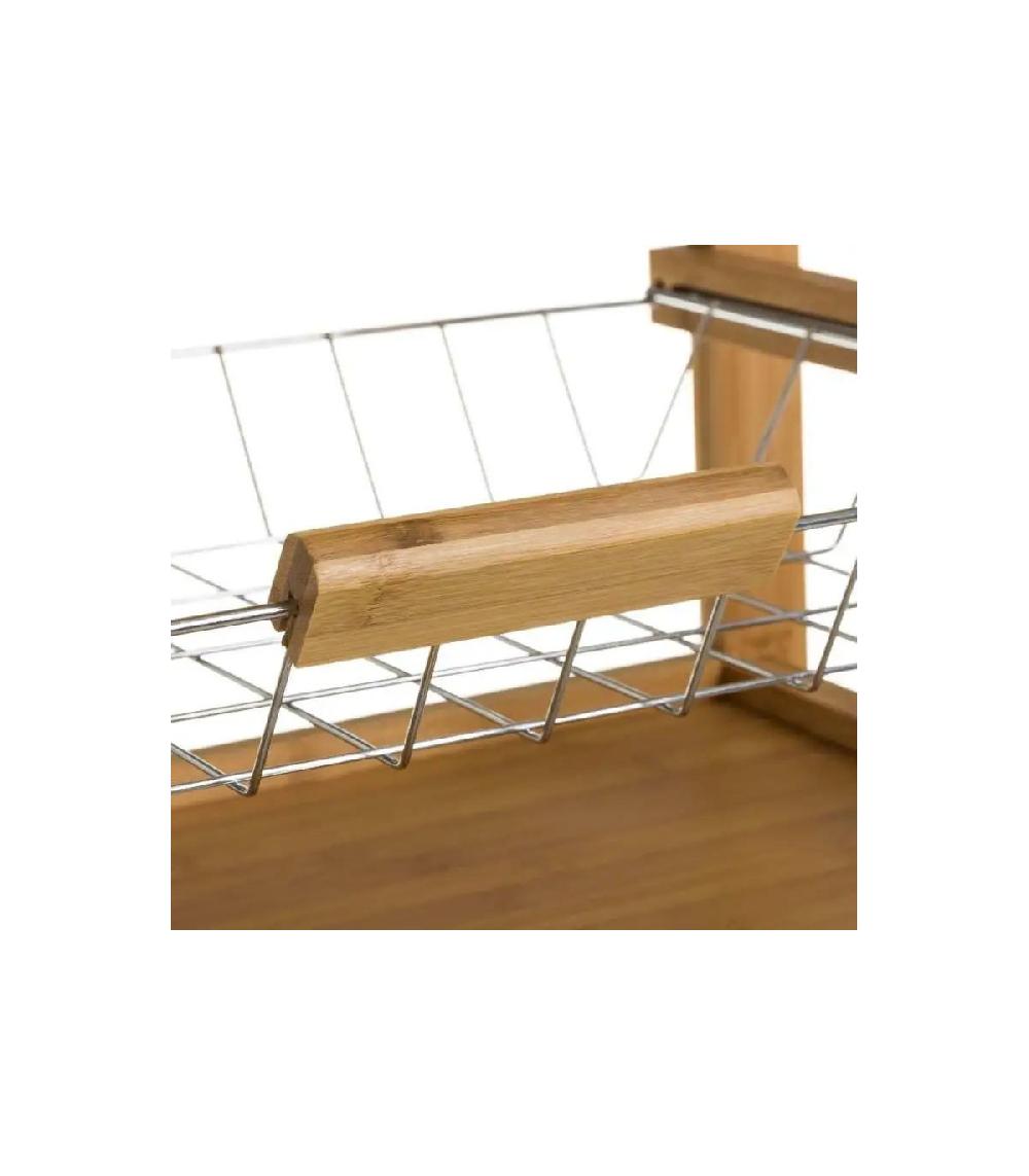 Wadiga Desserte De Cuisine Sur Roulettes En Bambou 2 Tiroirs + 1 Placard