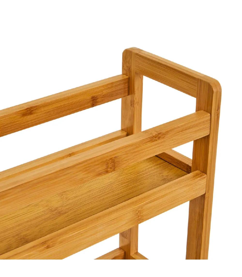 Wadiga Desserte De Cuisine Sur Roulettes étroite En Bambou 36x15x74cm