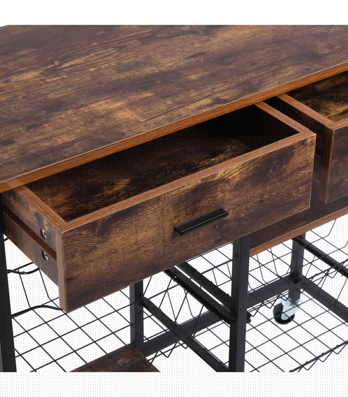 Wadiga Desserte De Cuisine Sur Roulettes Noir Et Bois 90x40x85cm