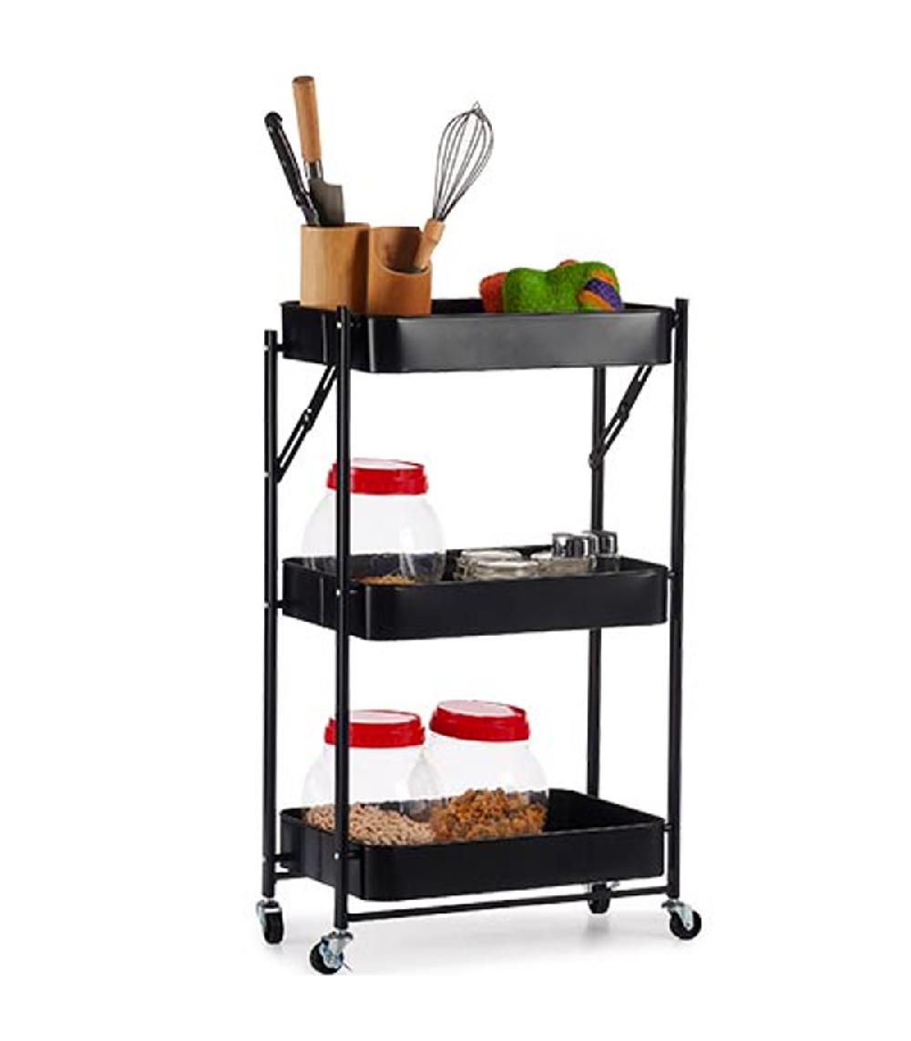 Wadiga Desserte En Métal Noir Pliable 45.5x29.5x78.5cm