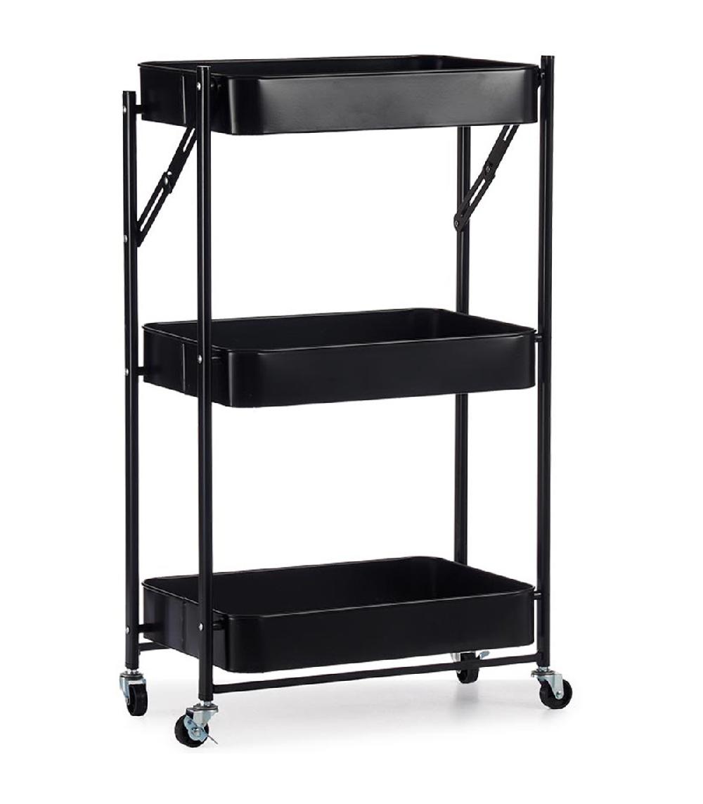 wadiga Desserte en métal noir pliable 45.5x29.5x78.5cm