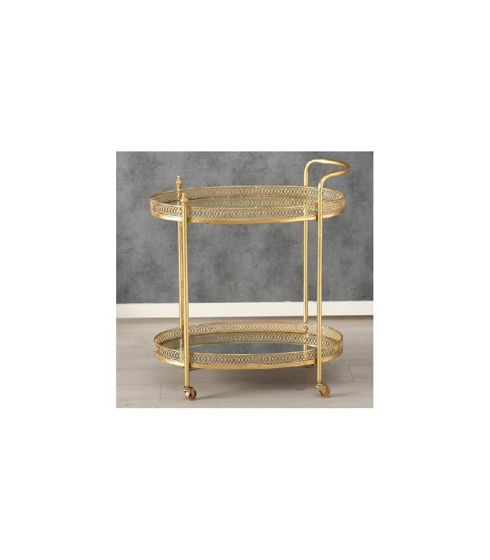 Wadiga Desserte Table Apéritif Salon En Métal Doré Et Plateaux Miroirs