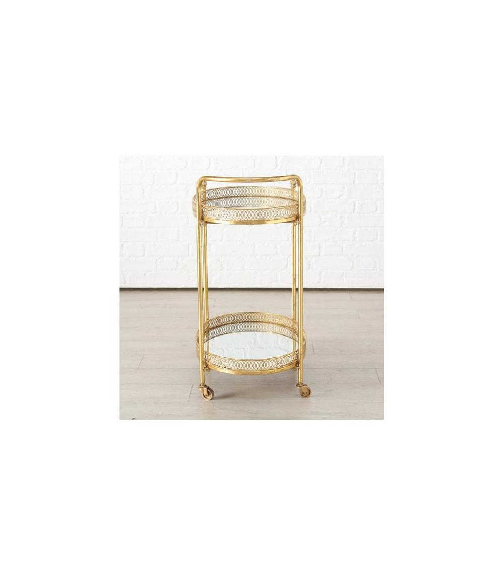 Wadiga Desserte Table Apéritif Salon En Métal Doré Et Plateaux Miroirs