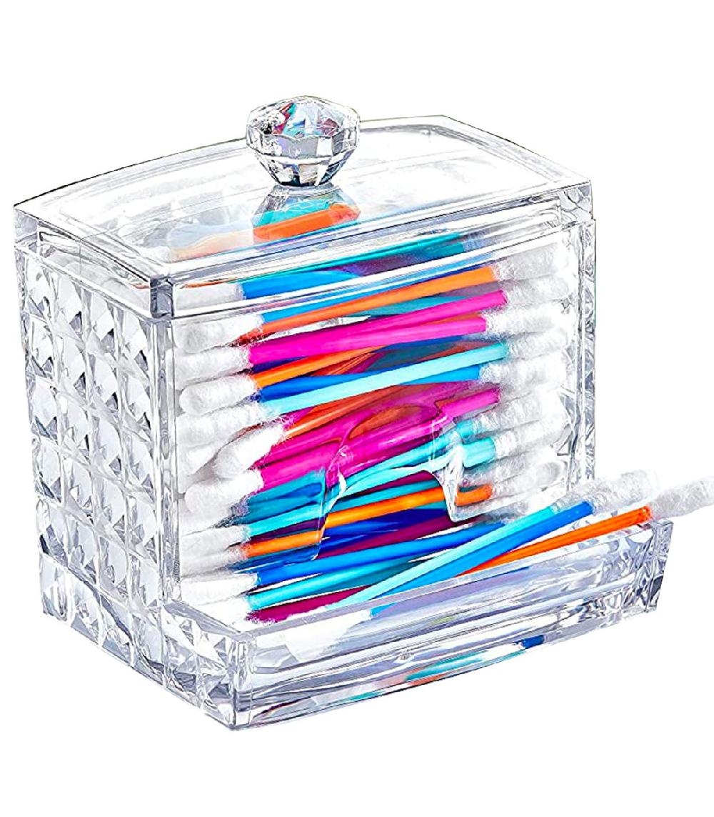 Wadiga Distributeur Coton-tiges Transparent 9x7x10cm