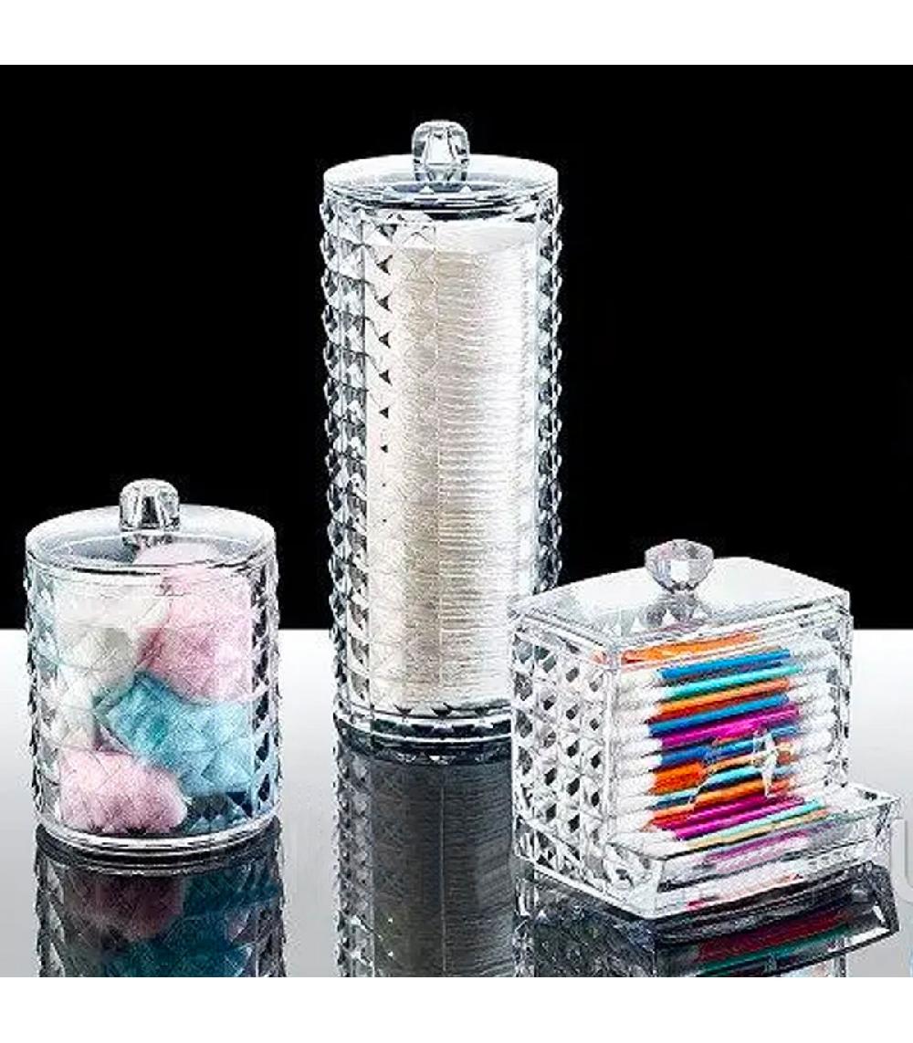 Wadiga Distributeur Coton-tiges Transparent 9x7x10cm