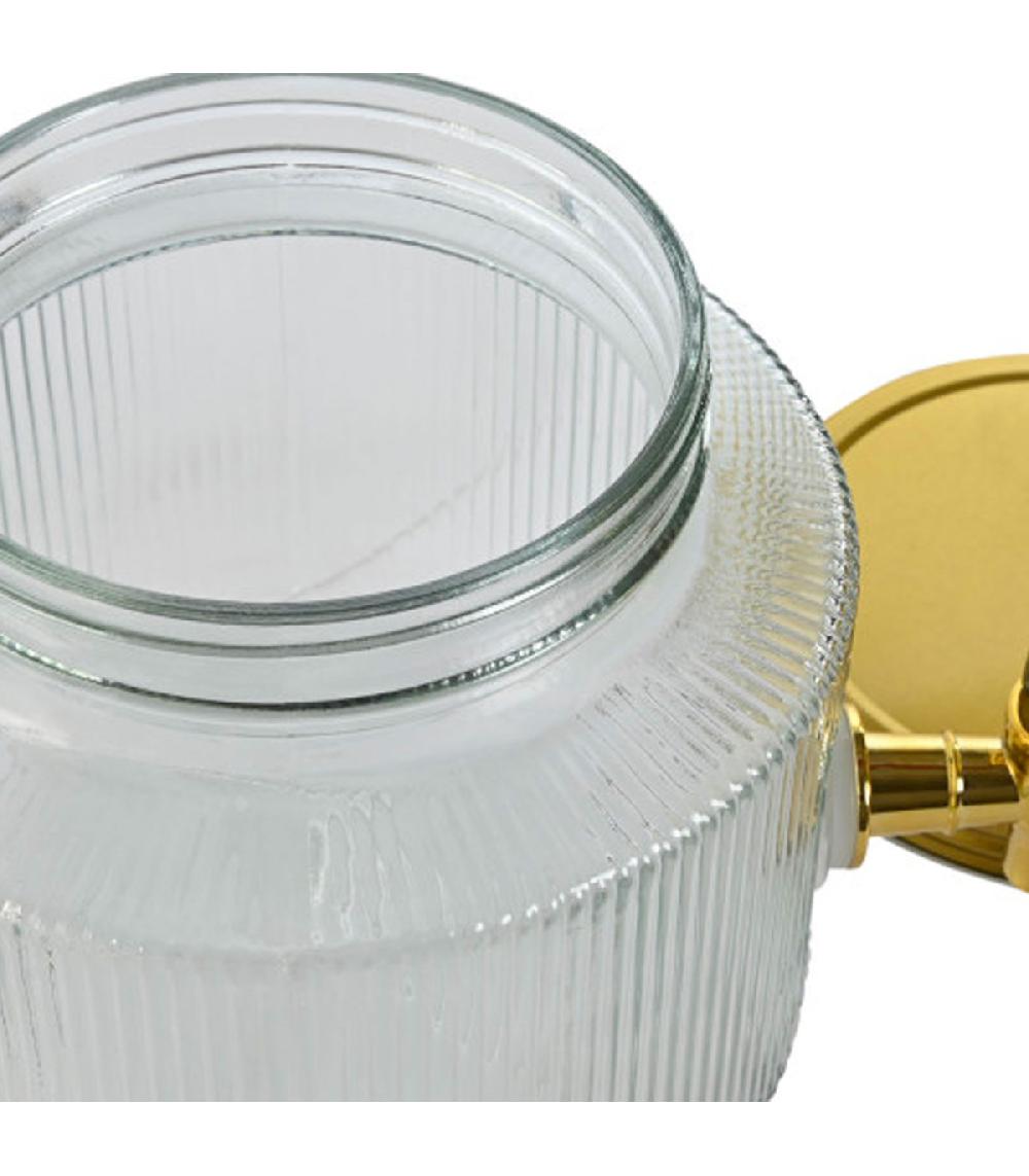 Wadiga Distributeur De Boisson En Verre Strié Et Métal Doré 18x18x15cm