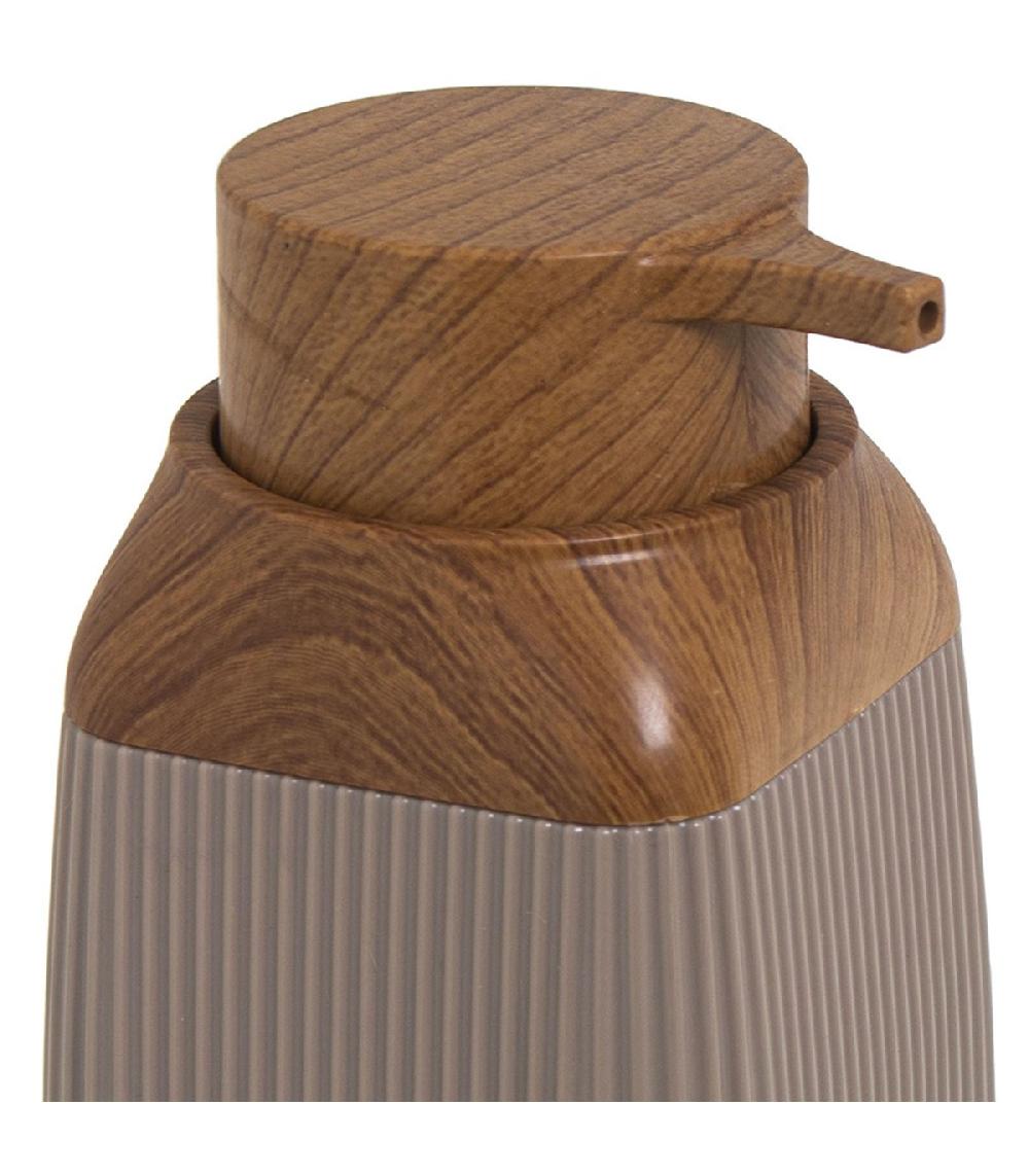 Wadiga Distributeur De Savon Acrylique Beige Et Bois 300ml