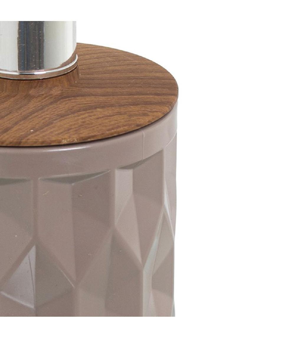 Wadiga Distributeur De Savon Acrylique Beige Et Bois 450ml