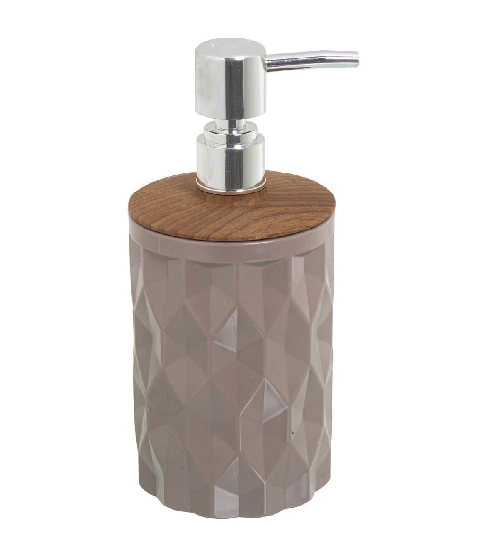 wadiga Distributeur de savon acrylique beige et bois 450ml