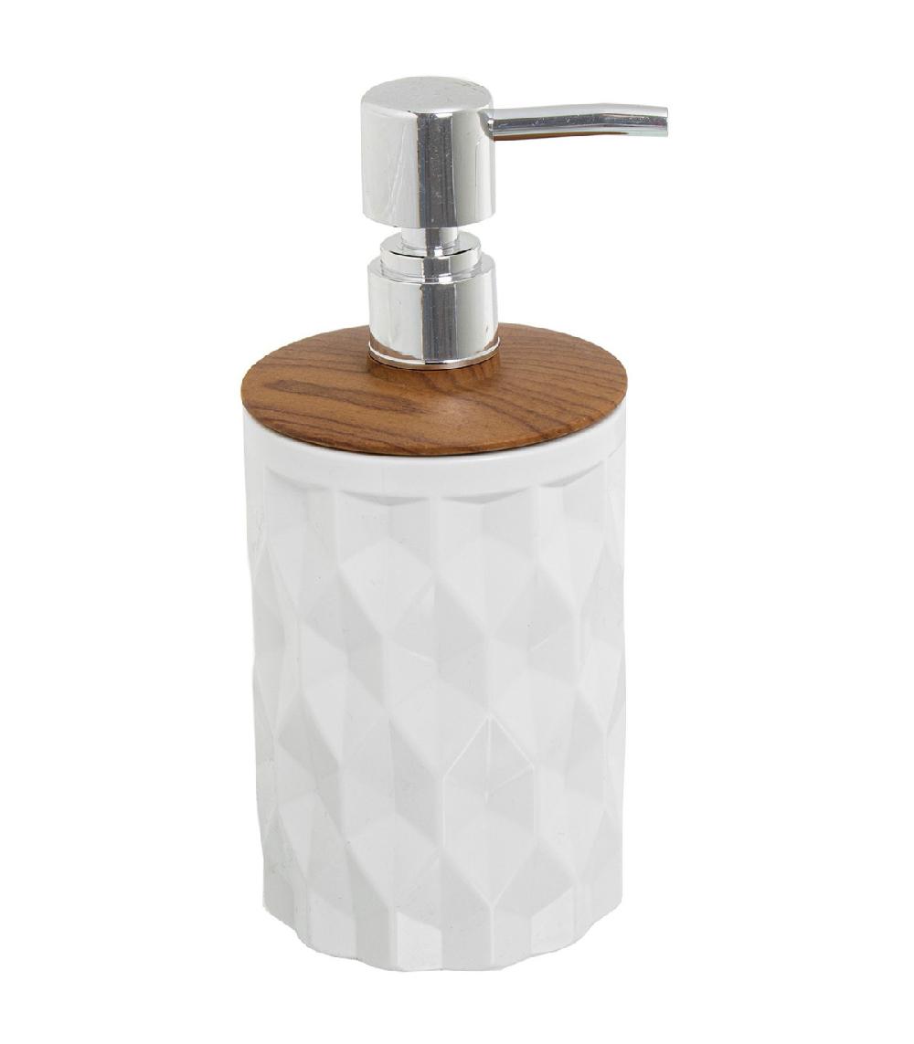 wadiga Distributeur de savon acrylique blanc et bois 450ml
