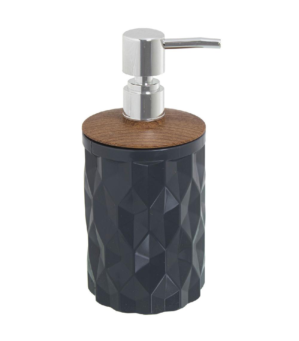 wadiga Distributeur de savon acrylique gris et bois 450ml