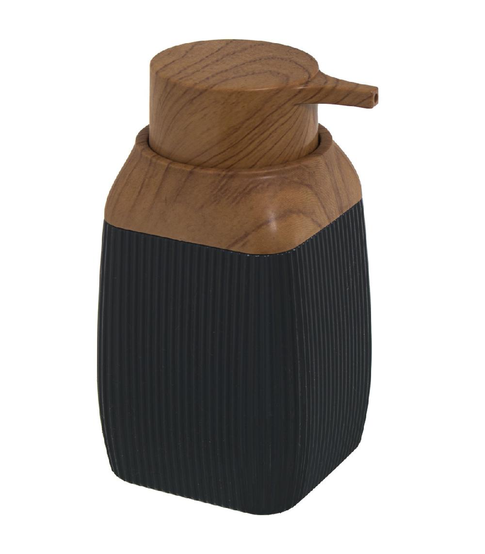 Wadiga Distributeur De Savon Acrylique Noir Et Bois 300ml