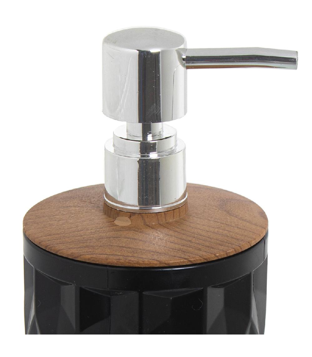 Wadiga Distributeur De Savon Acrylique Noir Et Bois 450ml