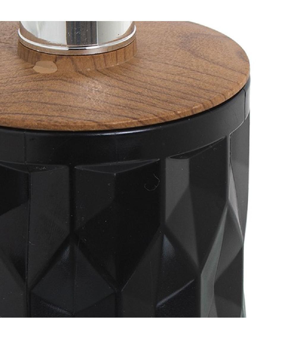 Wadiga Distributeur De Savon Acrylique Noir Et Bois 450ml