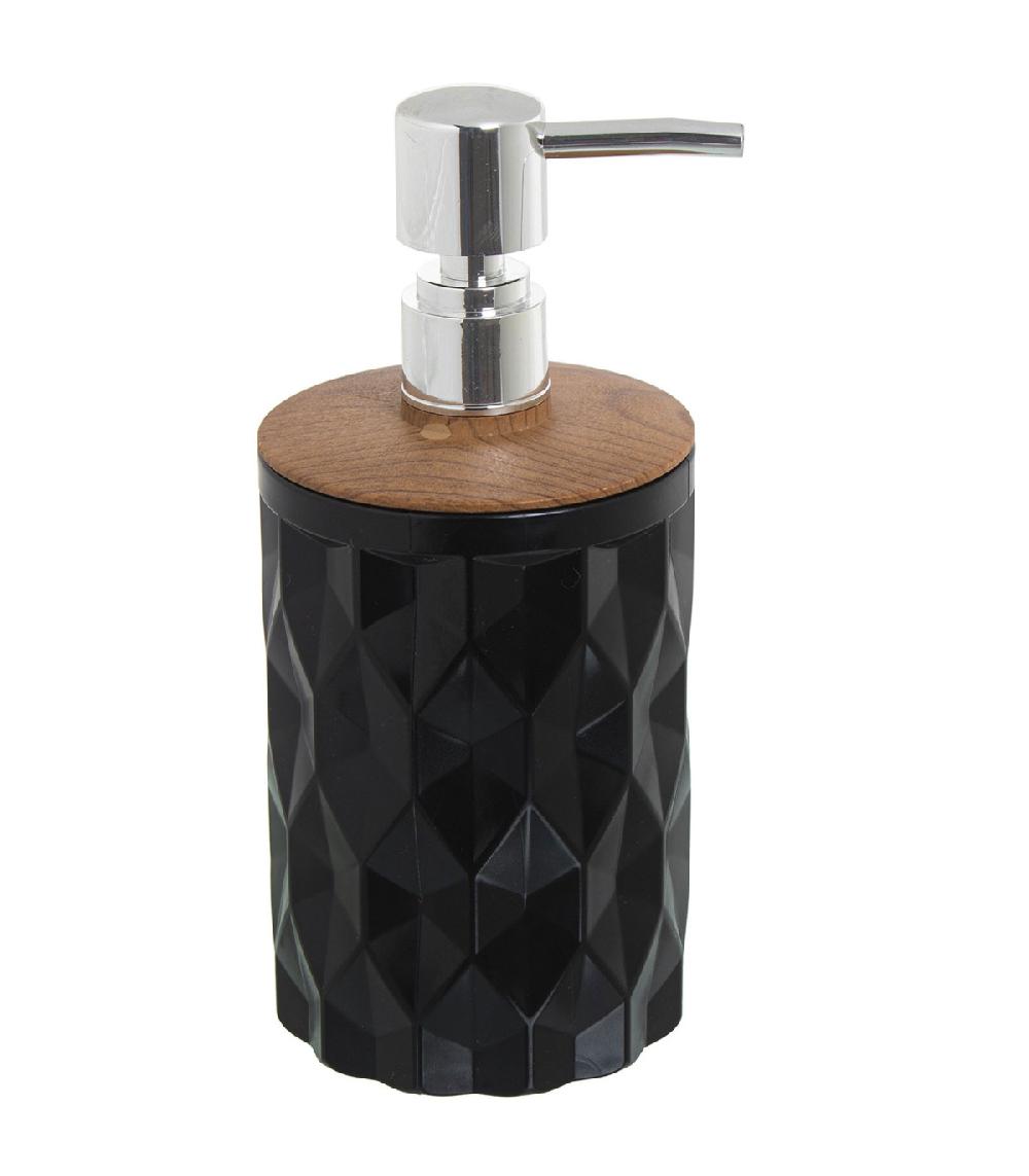 wadiga Distributeur de savon acrylique noir et bois 450ml